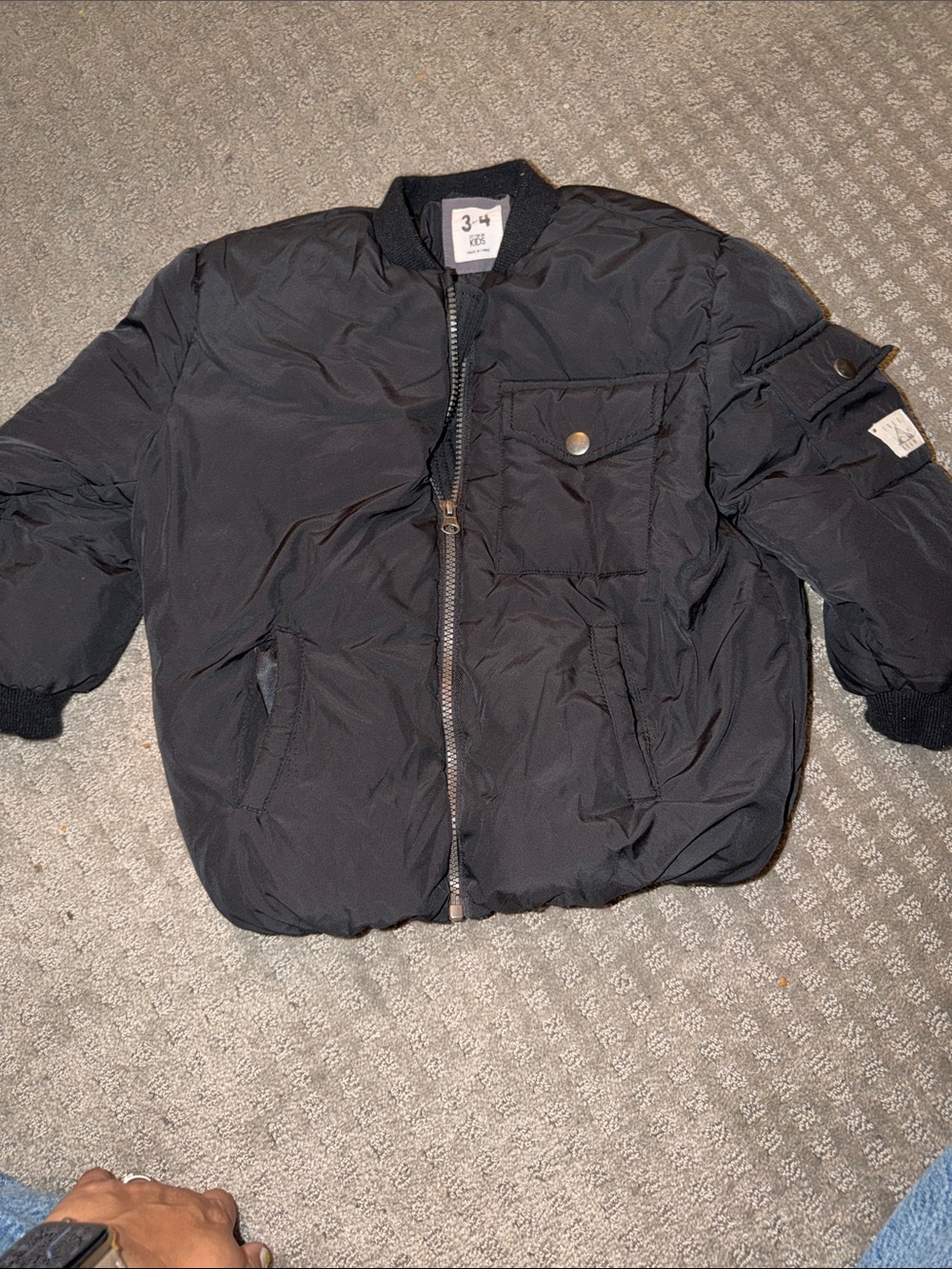 Cotton On Kids Fluffy warm Black Puffer Bomber Jacket - Picture 1 of 5